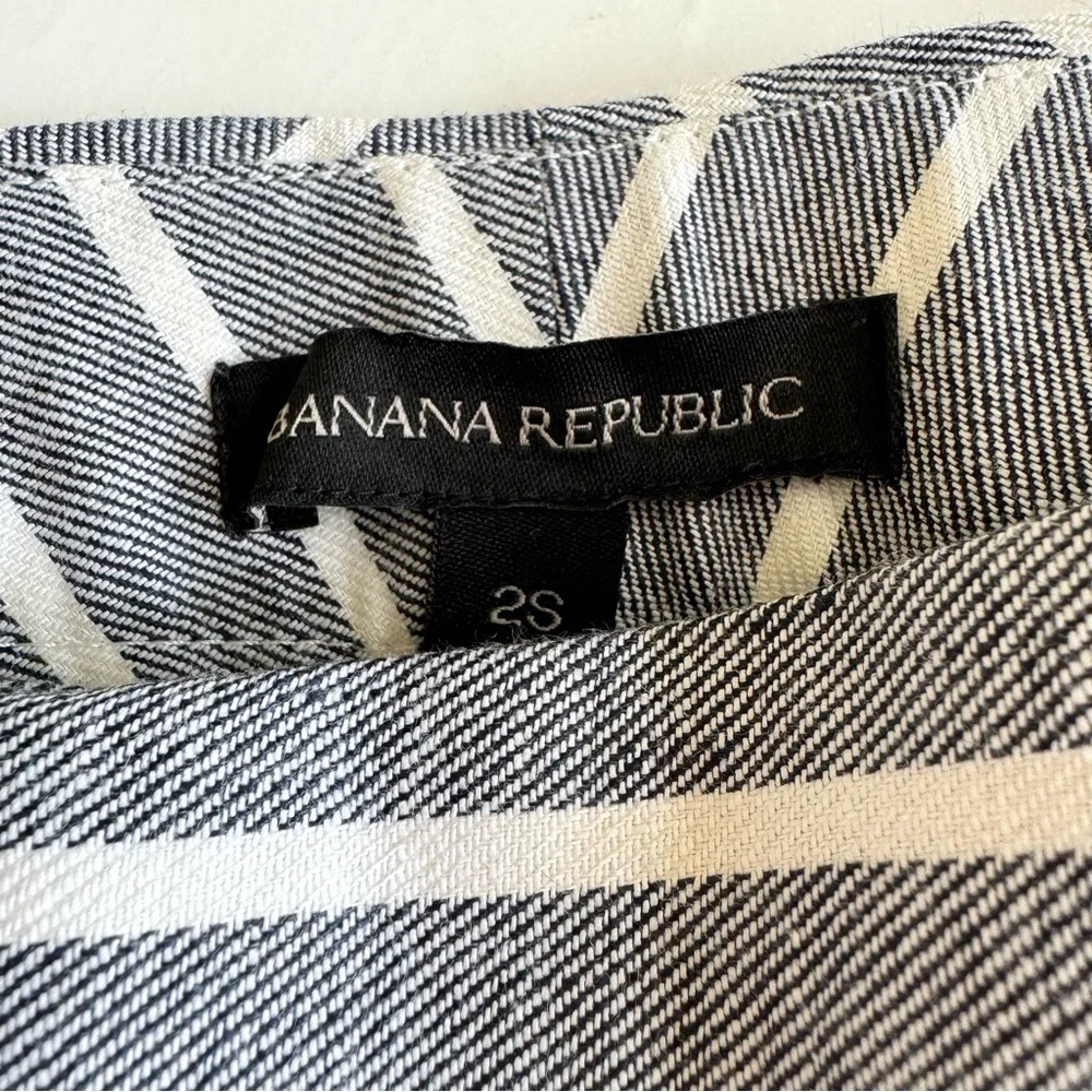 Banana Republic High Rise Wide Leg Linen Cotton Pant Striped Sz 2S